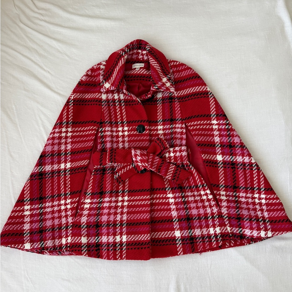 Maison Jules Red Plaid Cape Coat